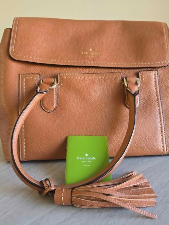 kate spade Handbags - kate spade cognac brown leather satchel with tassel